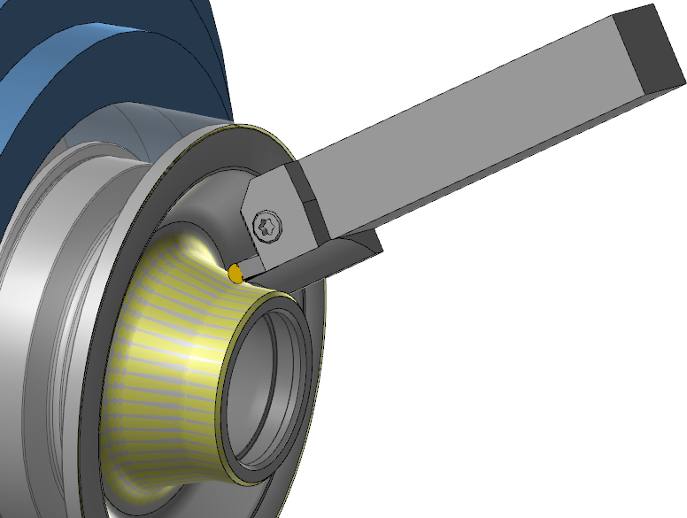 An example of the B-Axis Contour Turning toolpath.