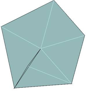 A mesh with a folded facet. 